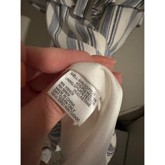 Gianni Bini Women's Medium Blue White Striped Off Shoulder Ruffle Mini Dress - Picture 11 of 13